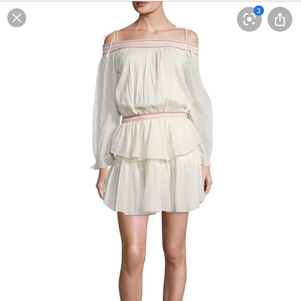 NWT Love Shack Fancy Smocked Ruffle Mini Dress